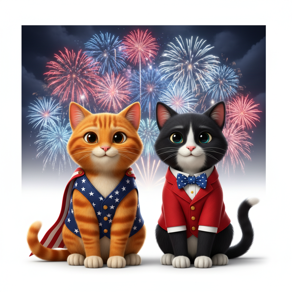 Fireworks Duo - Orange Tabby & Tuxedo