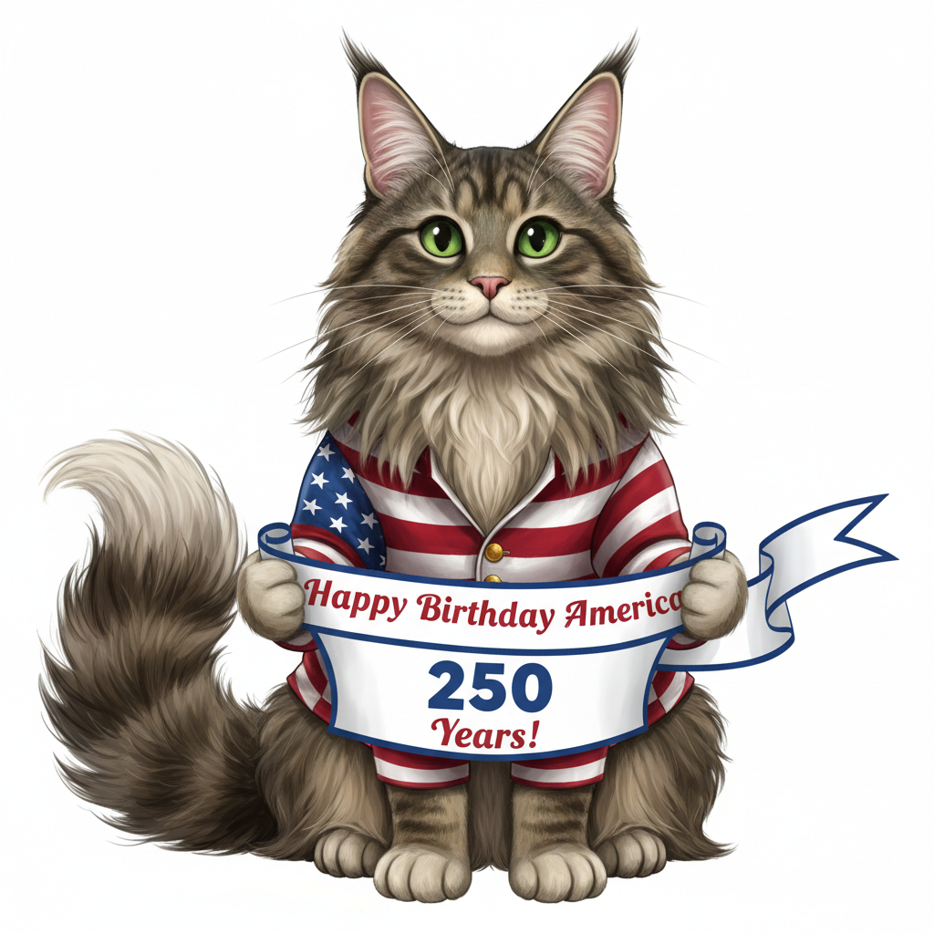 Maine Coon Patriotic Kitty