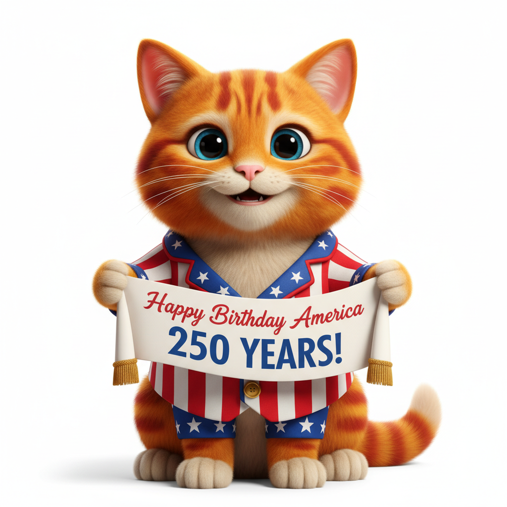 Orange Tabby Patriotic Kitty