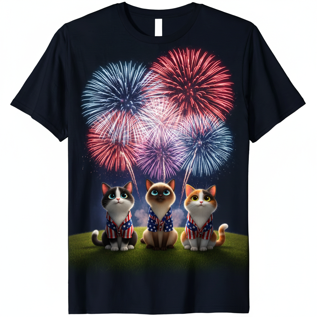 Patriotic Kitty Fireworks