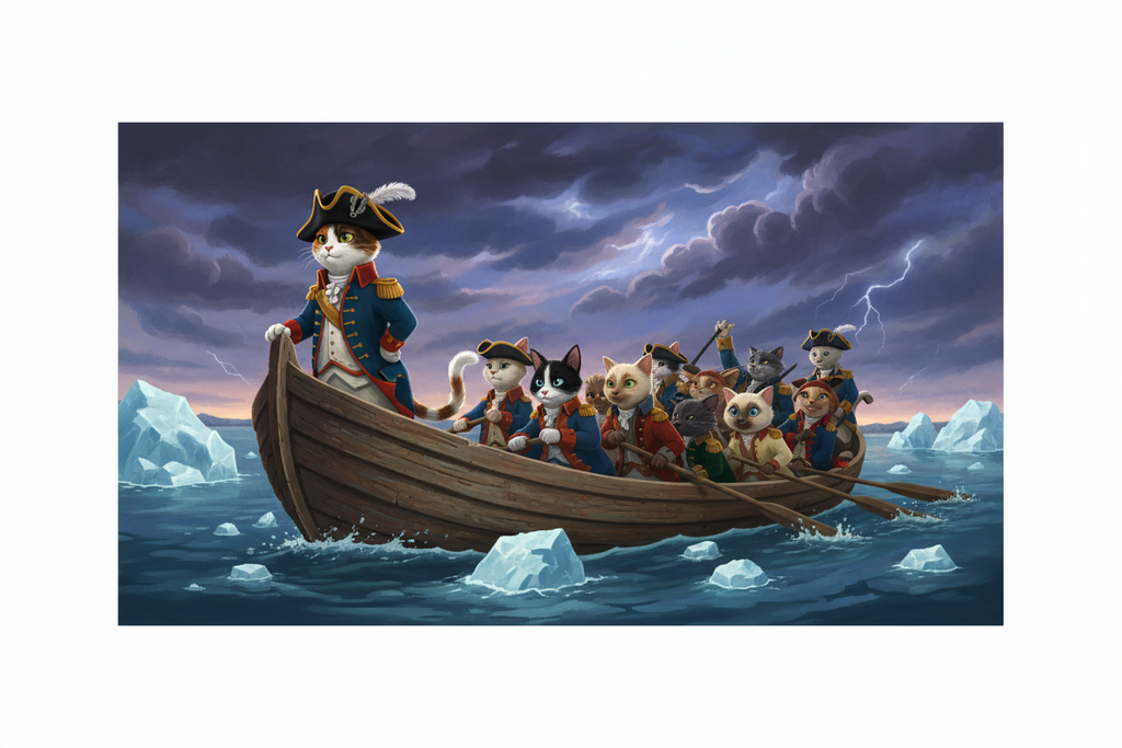 Patriotic Kitty - Washington Crossing the Delaware Side View