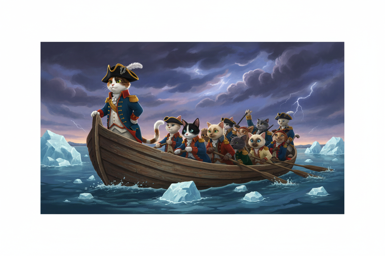 Patriotic Kitty - Washington Crossing the Delaware Side View