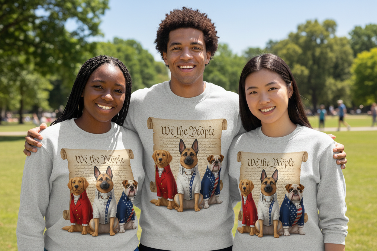 Patriotic Pups Sweatshirt Close Up