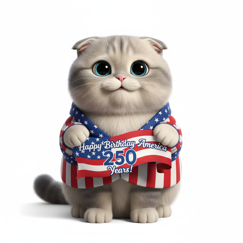 Scottish Fold Patriotic Kitty