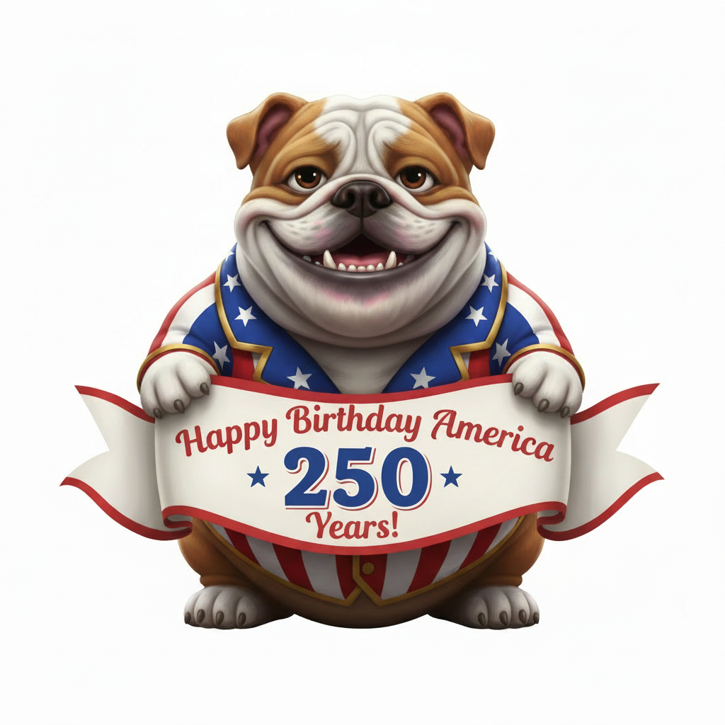 Smiling Bulldog Patriotic Pup