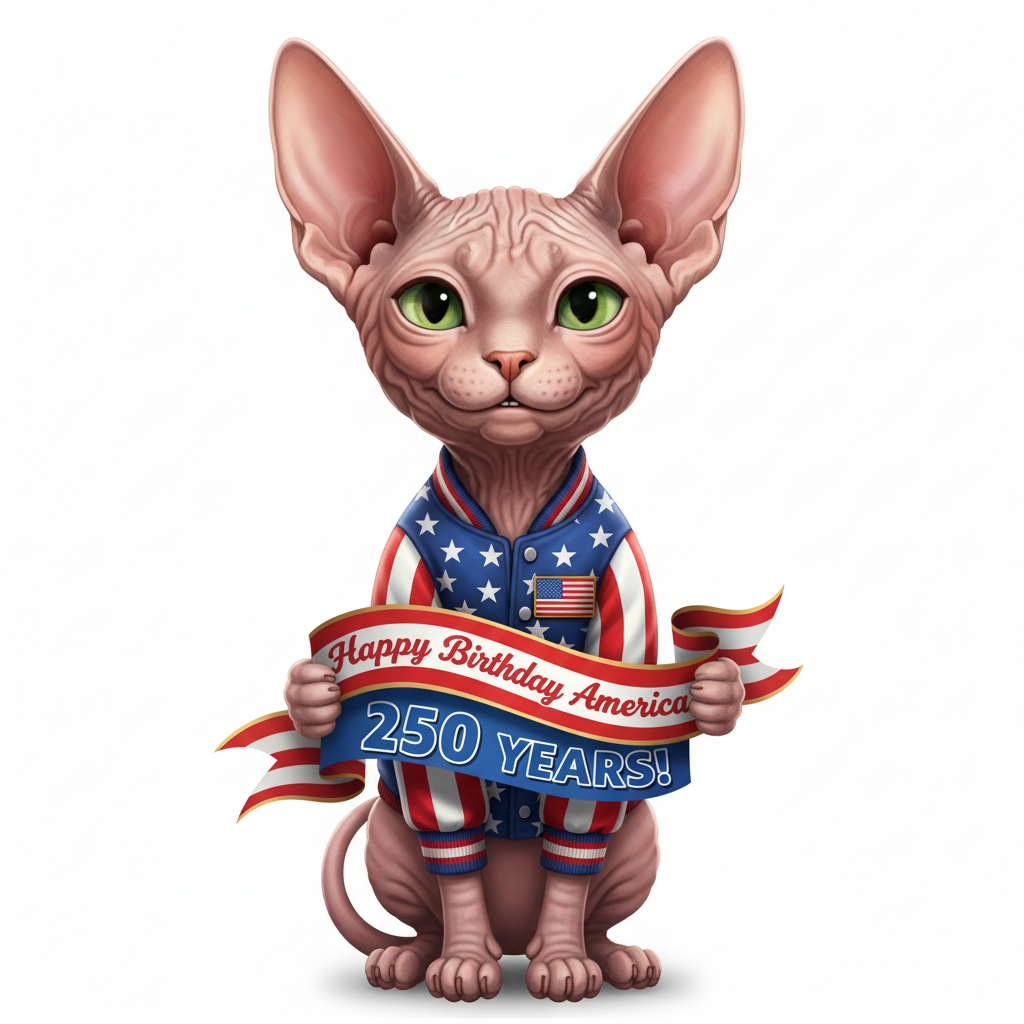 Sphynx Patriotic Kitty - Sweet Smile